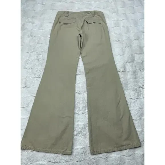 🔥Vintage Y2K Forever 21 Made in USA Low Rise Flare Wide Leg Khaki Pants Women M - Picture 4 of 16